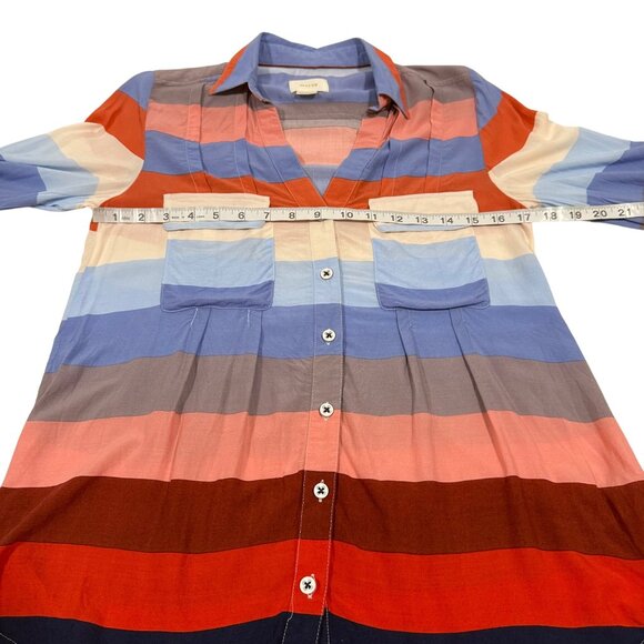 Anthropologie Maeve Wynwood Striped Buttondown Blouse Size 4 - Picture 7 of 8